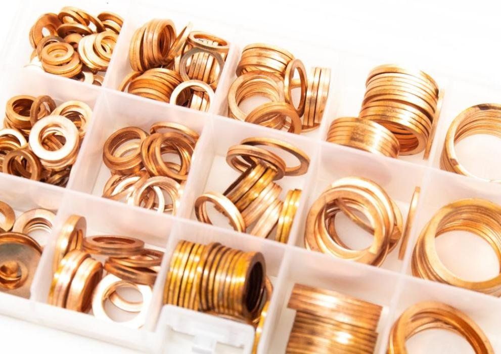Products, webshop: Aluminum and copper washers, set boxes